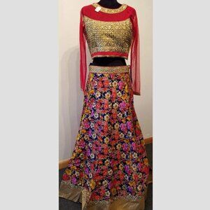 Gorgeous Red Floral Lehenga (Indian Ethnic Wear) Long Sleeve